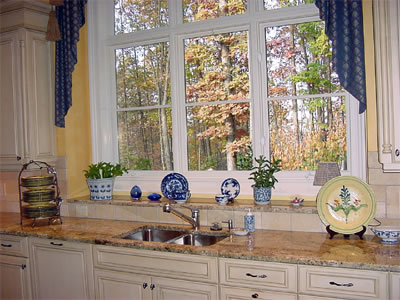 Private Residence, Chapel Hill. This window sill is fabricated of Golden Beach granite which is quarried in Brazil. Detailing such as this sill exemplifies the type of fabrication for which Prescott Stone is known.